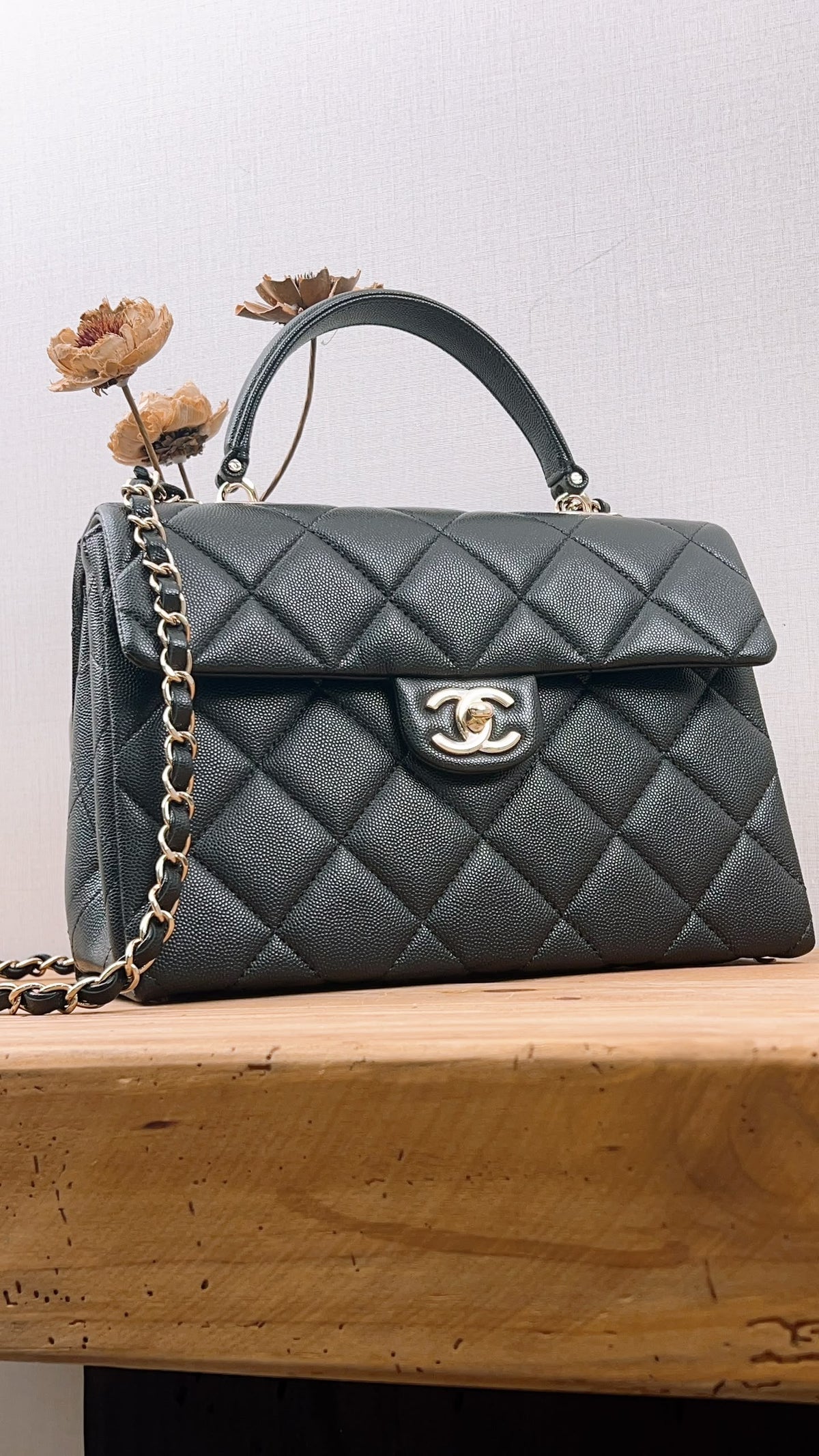 Chanel Black Caviar 24P Retrofit Medium Kelly Bag (LGHW)