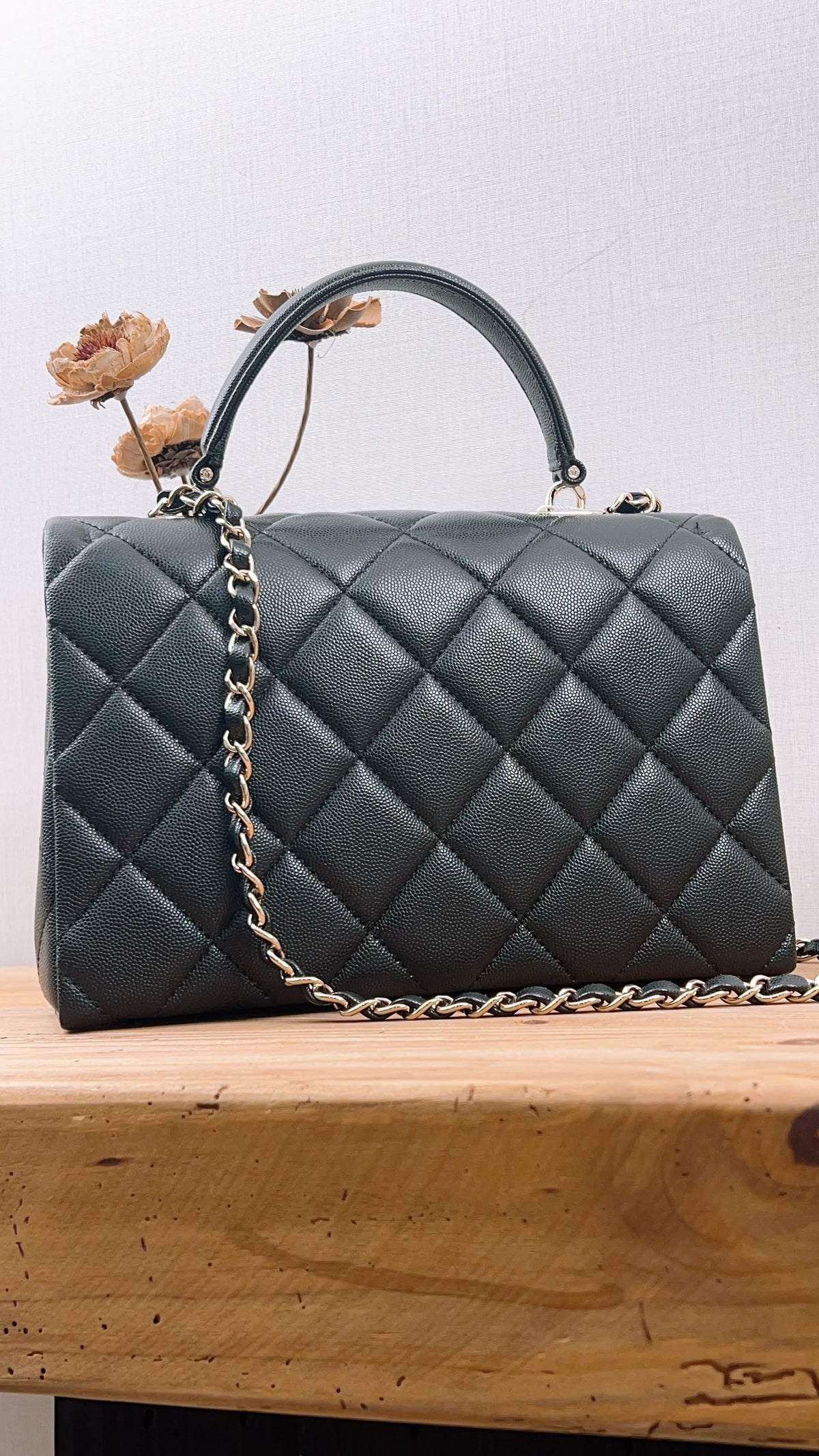 Chanel Black Caviar 24P Retrofit Medium Kelly Bag (LGHW)