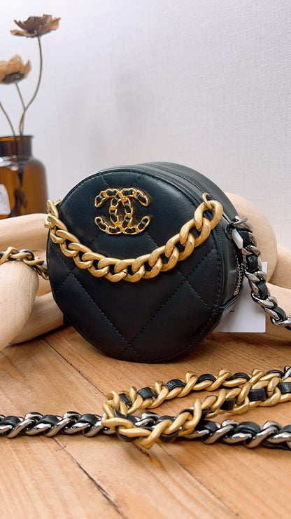 Chanel Black Lambskin Round 19 Bag
