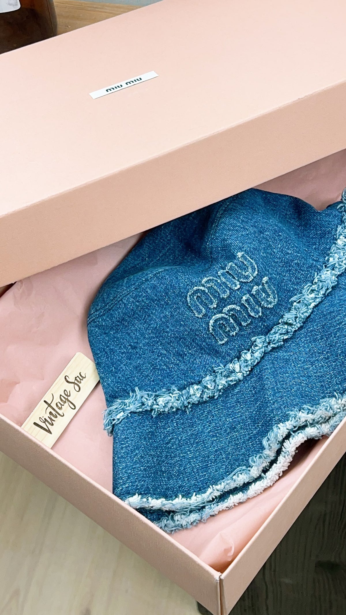Miu Miu Blue Denim Bucket Hat
