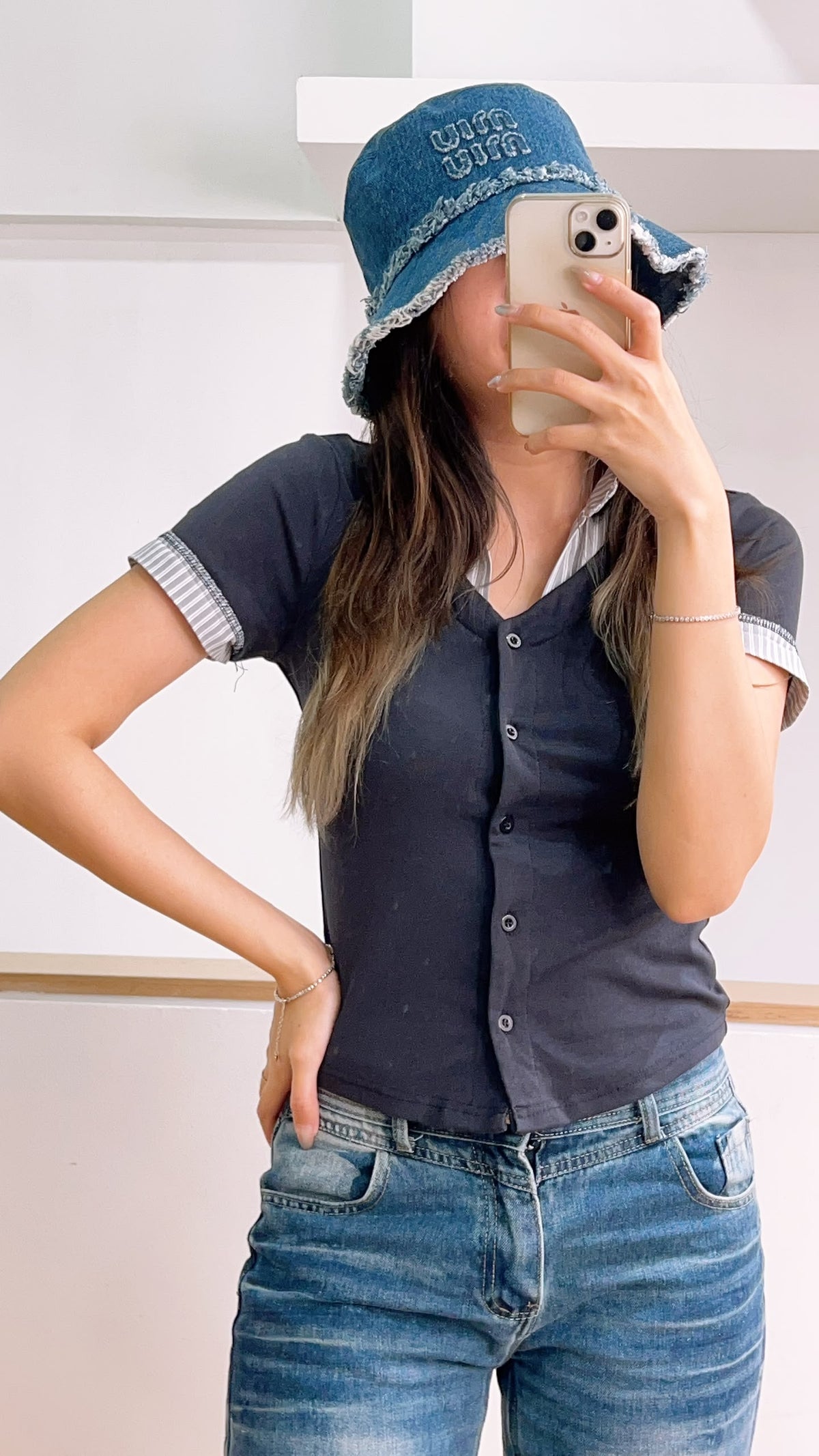 Miu Miu Blue Denim Bucket Hat