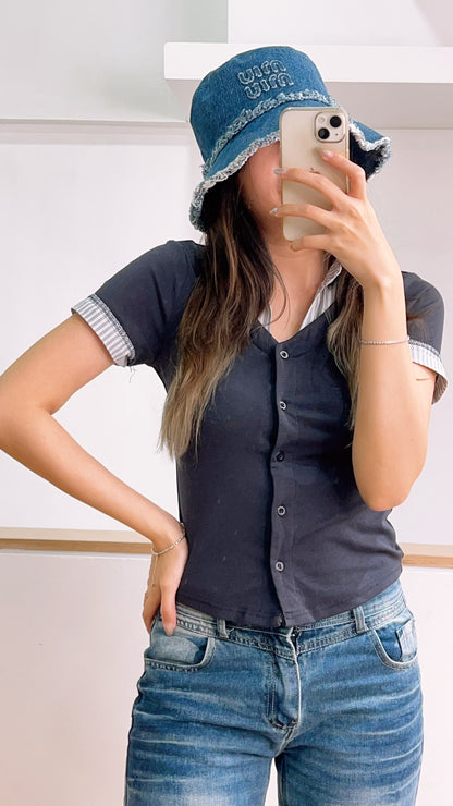 Miu Miu Blue Denim Bucket Hat