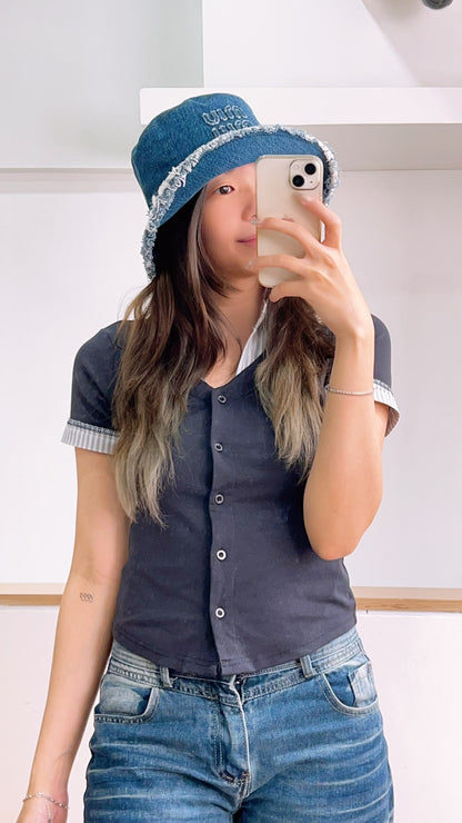 Miu Miu Blue Denim Bucket Hat