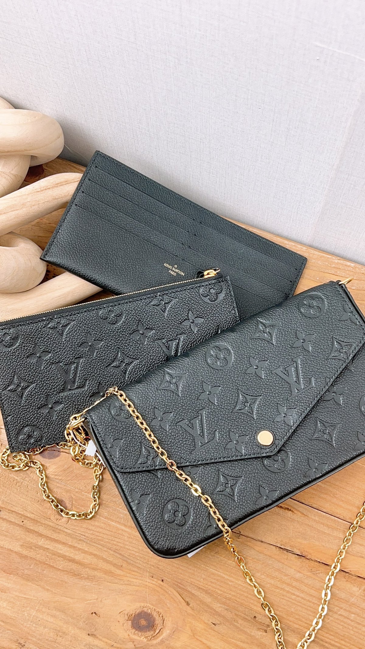 LV Black Monogram Empreinte Felicie Pochette
