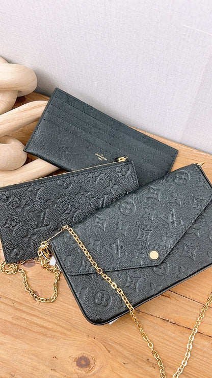 LV Black Monogram Empreinte Felicie Pochette