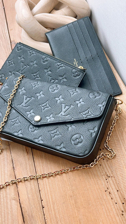 LV Black Monogram Empreinte Felicie Pochette
