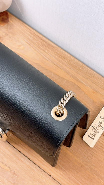 Gucci Black Calfskin GG Interlocking Shoulder Bag (LGHW)