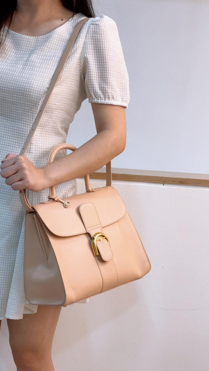 Delvaux Beige Calfskin Brillant MM (GHW)