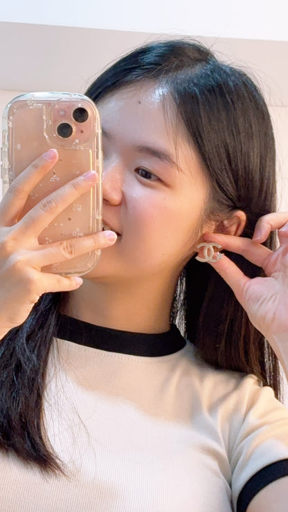 Chanel Light Gold CC Star Earrings