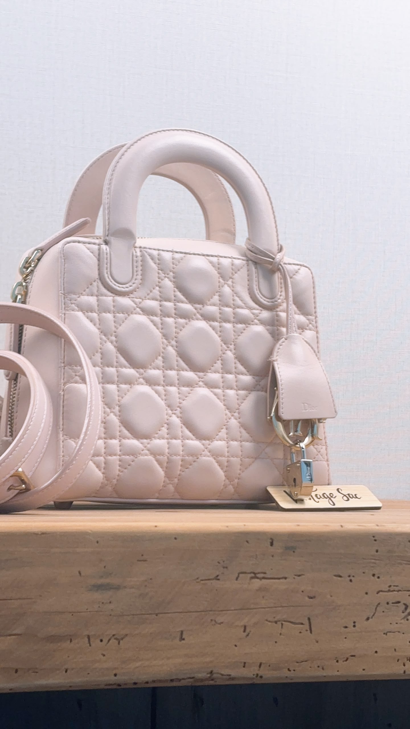 Dior Light Pink Lambskin Cannage Lily Tote (GHW)