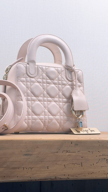 Dior Light Pink Lambskin Cannage Lily Tote (GHW)