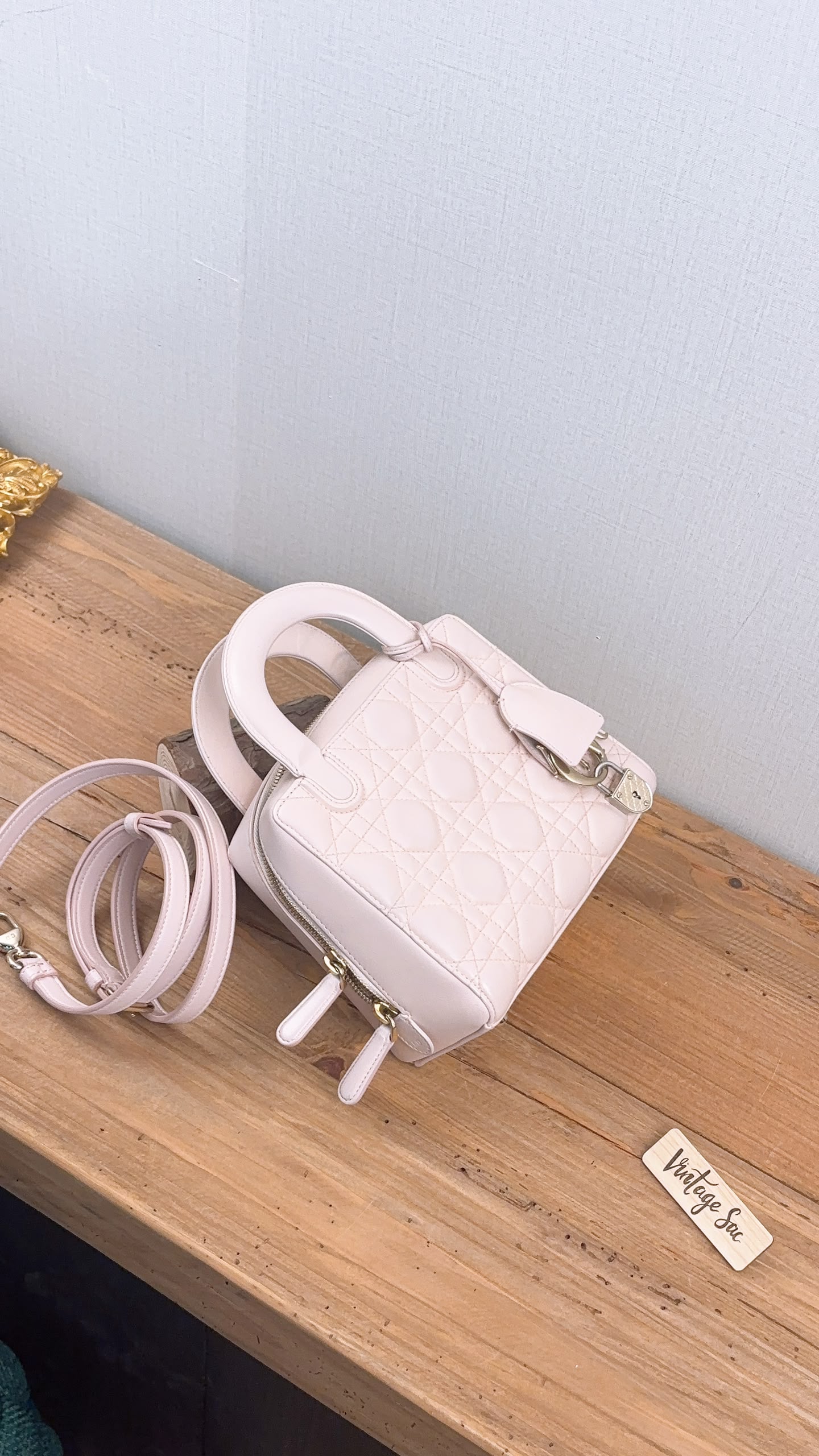 Dior Light Pink Lambskin Cannage Lily Tote (GHW)