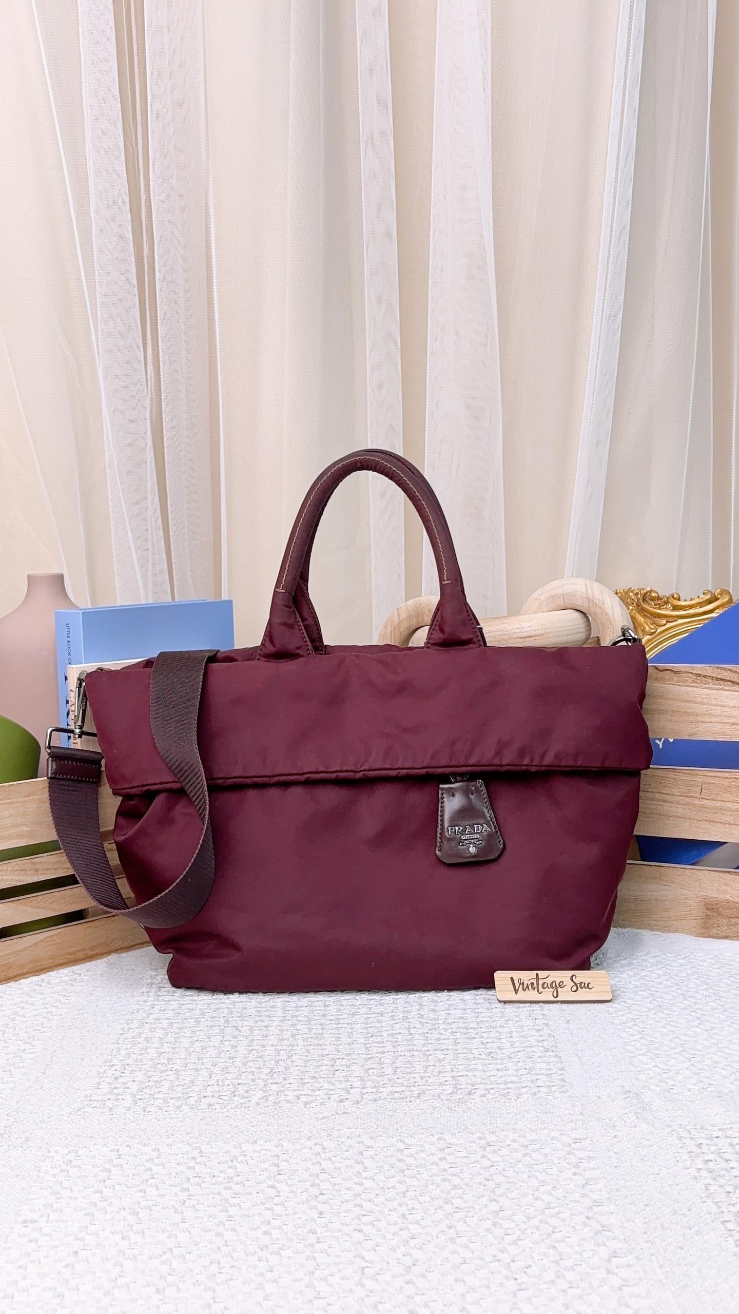 Prada Dark Purple Tessuto Nylon 2-Way Tote