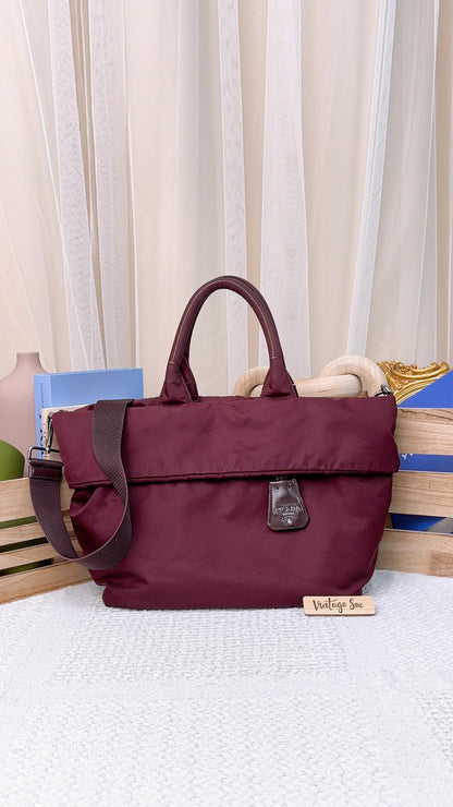 Prada Dark Purple Tessuto Nylon 2-Way Tote