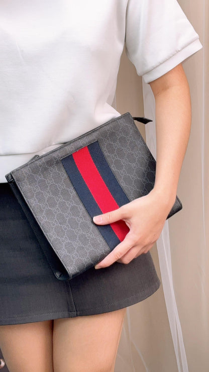 Gucci Black GG Supreme Pouch