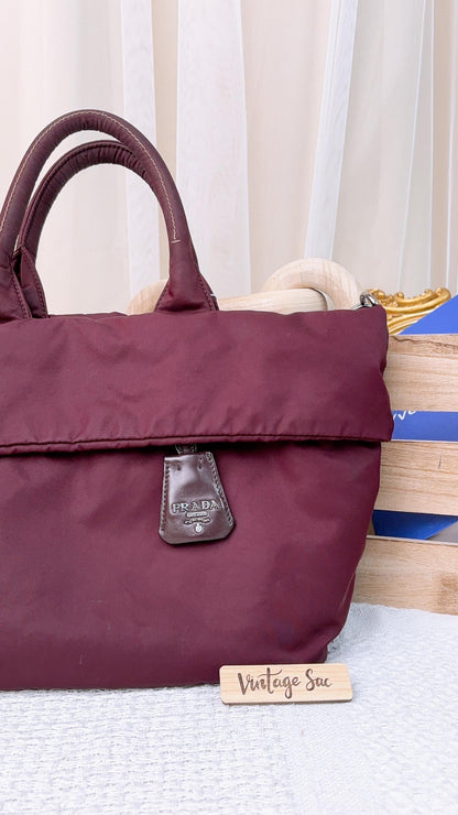 Prada Dark Purple Tessuto Nylon 2-Way Tote