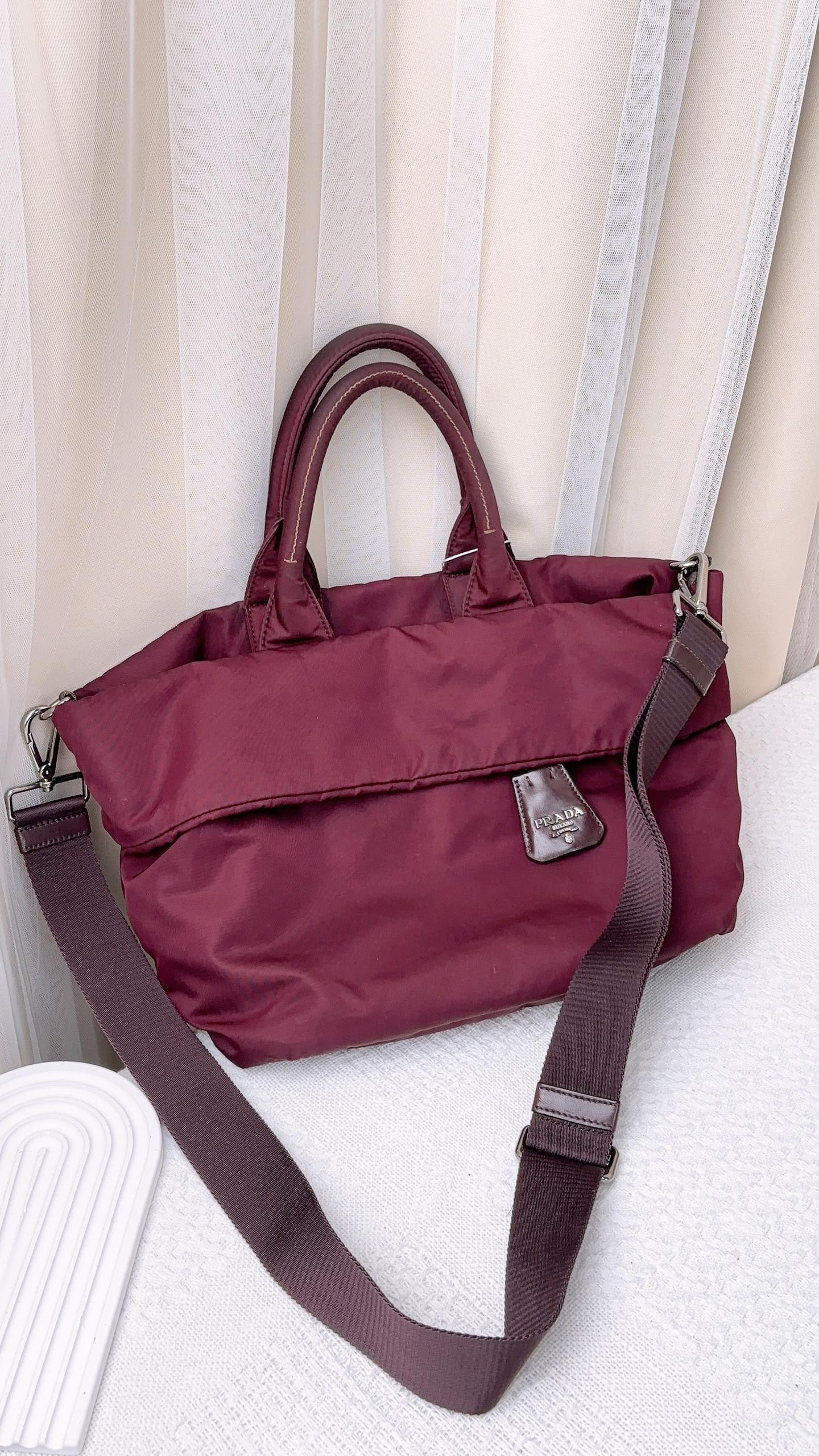 Prada Dark Purple Tessuto Nylon 2-Way Tote