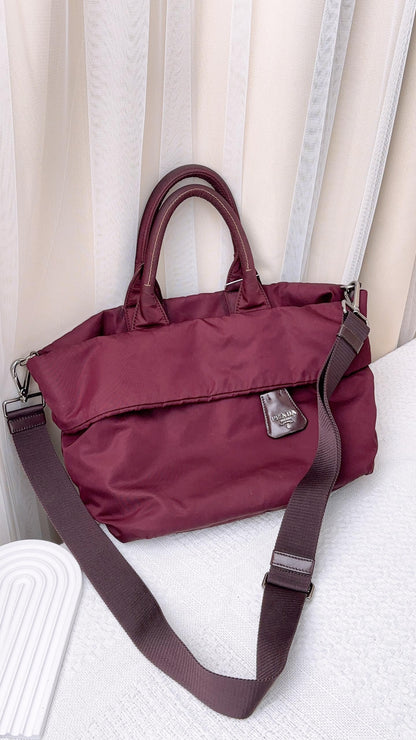 Prada Dark Purple Tessuto Nylon 2-Way Tote