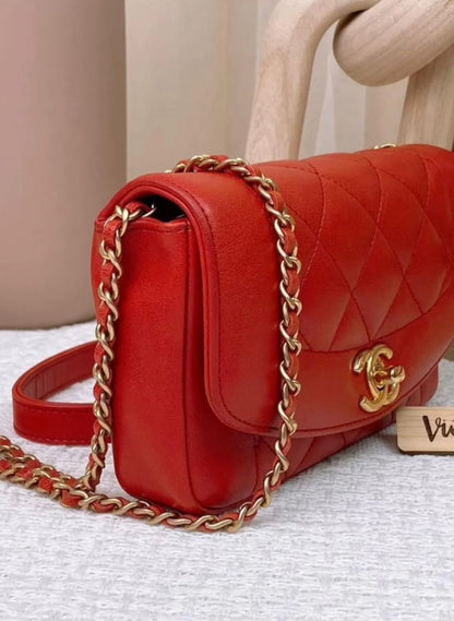 Chanel Red Calfskin Mini Diana Reissue Flap Bag GHW