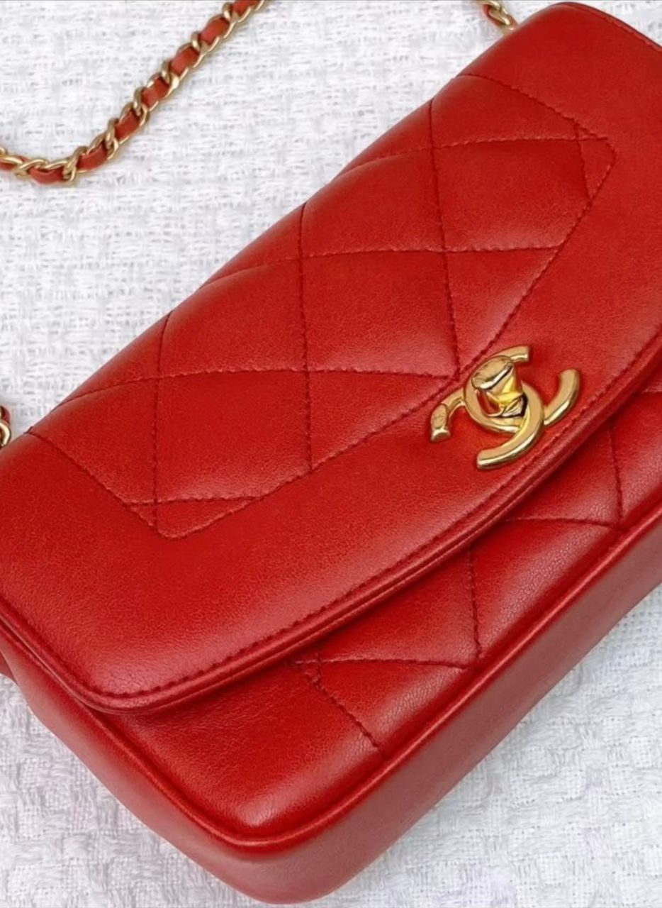 Chanel Red Calfskin Mini Diana Reissue Flap Bag GHW