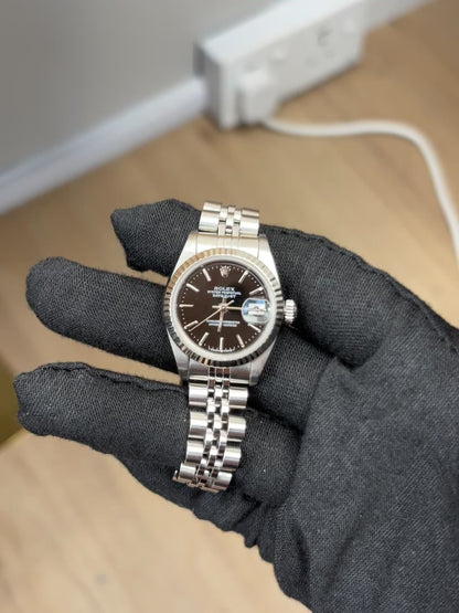 Rolex Steel Black Lady Datejust 26mm Auto Watch 69174
